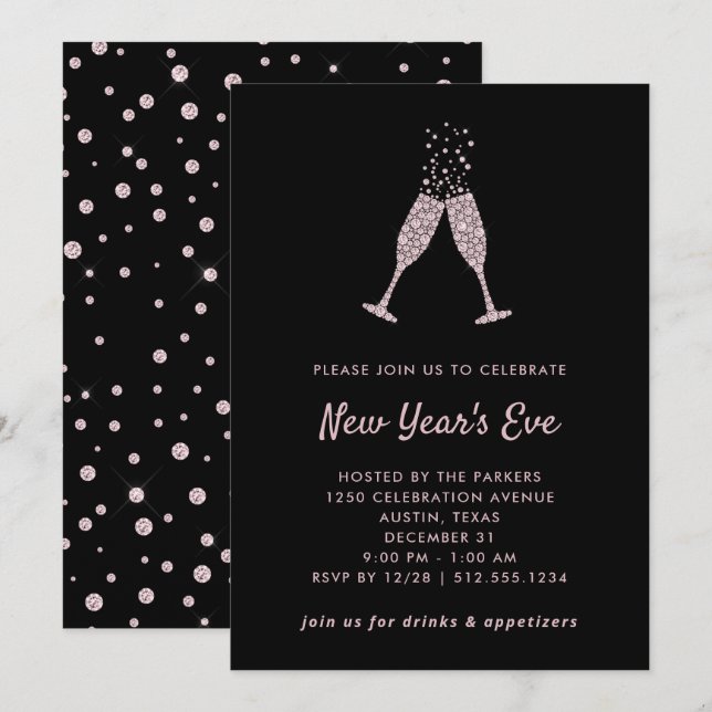 Invitation Les nouvelles années d'Ève de noir de la partie | (Devant / Derrière)