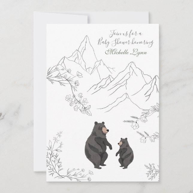 Invitation Les ours mignons et le Baby shower des bois de mon (Devant)