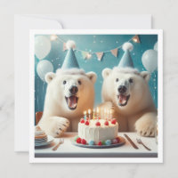 Les ours polaires mangent du gâteau, portent l'inv
