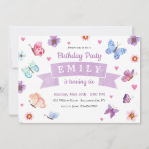 Invitation Les papillons sont gratuits fête d'anniversaire