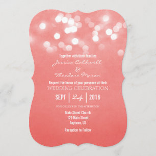 Invitation Les parties scintillantes de corail de Bokeh