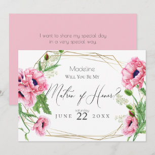 Invitation Les pavots roses seront-vous mon maître d'honneur