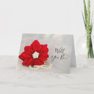 Invitation Les Perles Rouge Poinsettia Serez-Vous Ma Femme D'