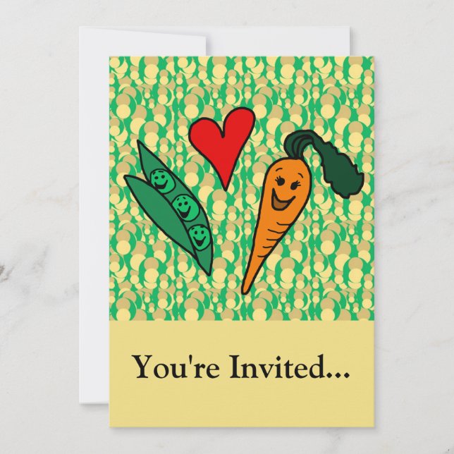 Invitation Les petits pois adorent les carottes, le vert et l (Devant)