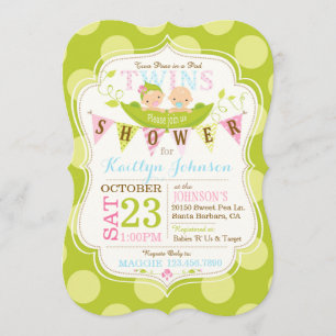 Invitation Les petits pois dans un Baby shower de Pod Twins I