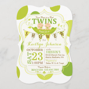 Invitation Les petits pois dans un Baby shower de Pod Twins I