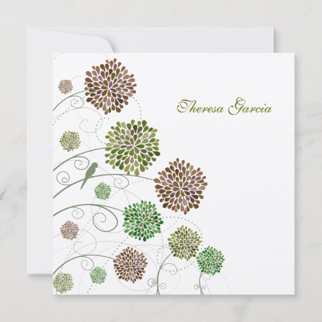 Invitation Les pignons nuptiales de vert de douche ont (Devant)