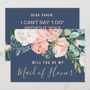 Invitation Les pivoines romantiques   Blue Maid Of Honor Prop