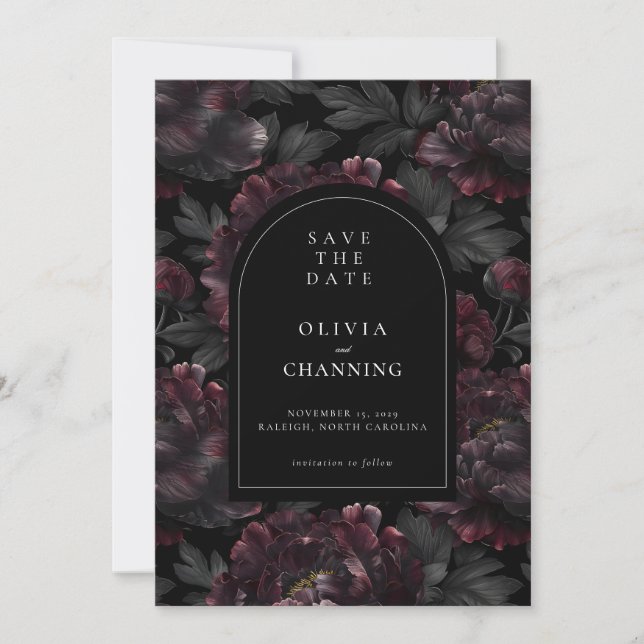 Invitation Les pivoines romantiques sombres Moody Sauvez la d (Devant)