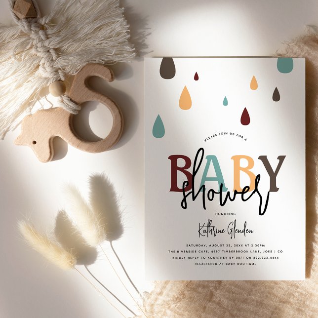 Invitation Les pluies modernes réduisent le Baby shower neutr (Créateur téléchargé)
