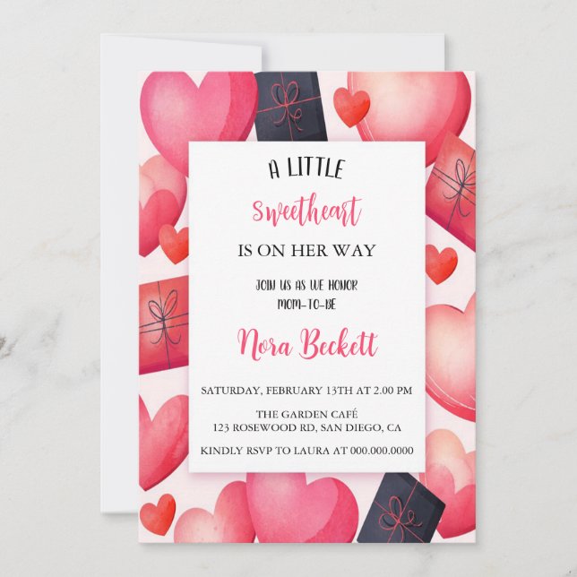 Invitation les plus beaux cadeaux et coeurs de valentine (Devant)