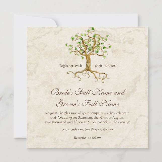 Invitation Les racines d'arbre de remous Antiqued le mariage (Devant)