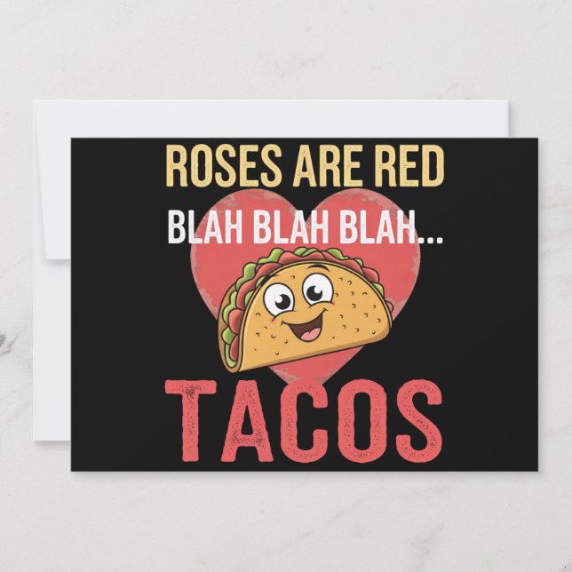 Invitation Les roses sont Red Blah Tacos Valentines Jour de l (Devant)