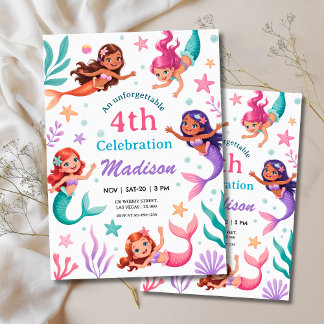 Invitation Les Sirènes Anniversaire Sous la Mer