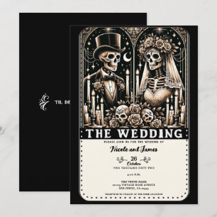 Invitation LES SQUELETTES DU TAROT DU MARIAGE Mariée & Mari