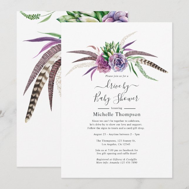 Invitation Les succulents mystiques conduisent par la nuptial (Devant / Derrière)
