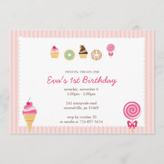 Invitation Les sucreries, les friandises et les premiers anni