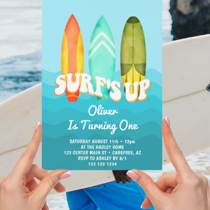Invitation Les Surfs Up Surfboard Kids 1er Anniversaire