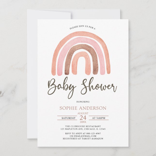 Invitation Les tons pastel Muet Boho Rainbow Baby shower (Devant)