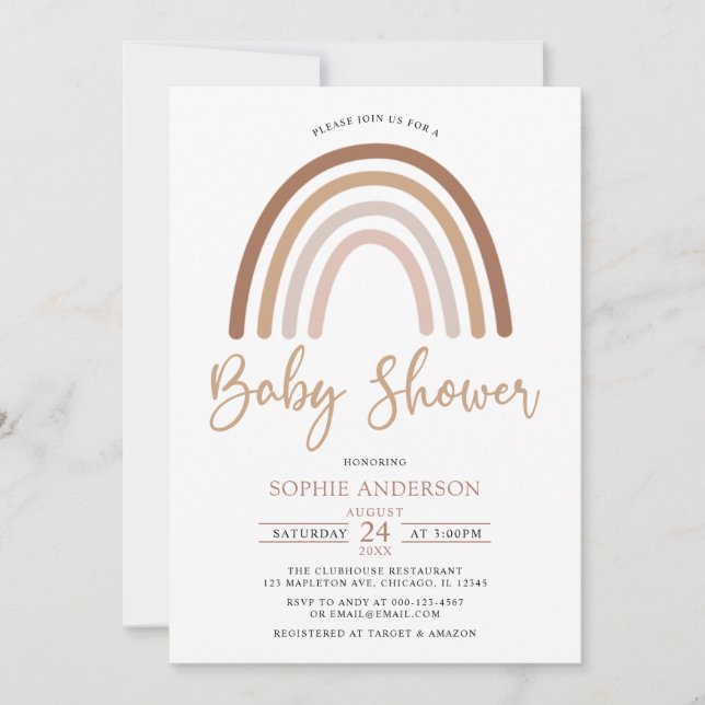 Invitation Les tons pastel Muet Boho Rainbow Baby shower (Devant)
