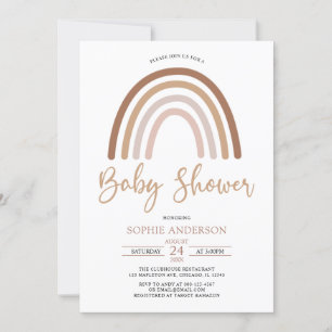 Invitation Les tons pastel Muet Boho Rainbow Baby shower