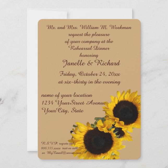 Invitation Les tournesols en beige Autumes (Devant)