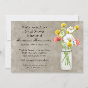 Invitation Les tourterelles rustiques du Mason Jar Bouquet