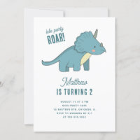 Les Tricératops de garçon Anniversaire. Blue Dinos