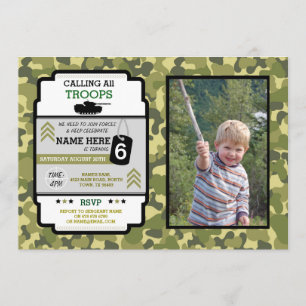 Invitation Les troupes de l'armée Photo fête d'anniversaire C