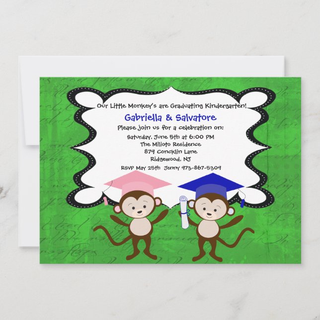 Invitation Les Twins Monkeying autour de l'invitation à la re (Devant)