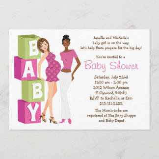 Invitation lesbienne de baby shower pour la fille