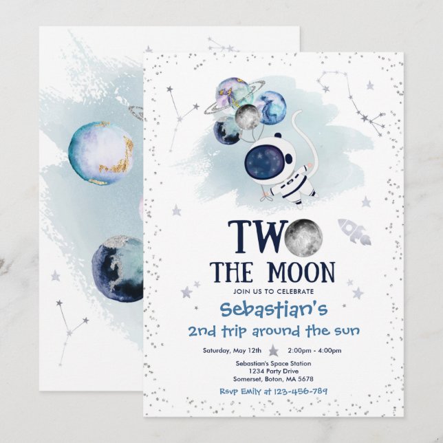 Invitation L'espace extra-atmosphérique 2ème anniversaire de  (Devant / Derrière)