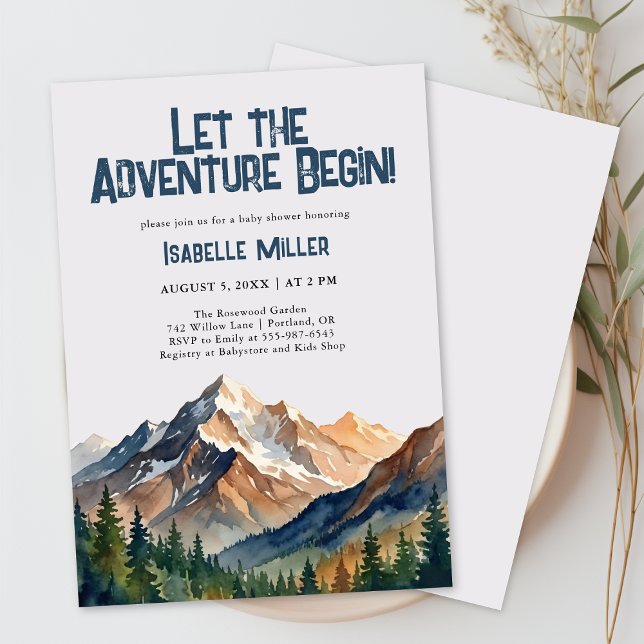 Invitation Let The Adventure Begin Mountain Boy Baby Shower  (Let The Adventure Begin Mountain Boy Baby Shower Invitation)