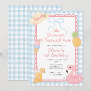 Invitation L'été où j'ai eu cinq ans Anniversaire 5 ans bord