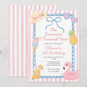 Invitation L'été où j'ai eu cinq ans Fête d'anniversaire sur