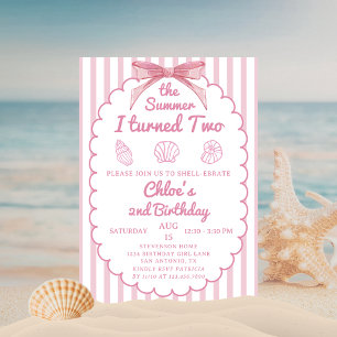 Invitation L'été où j'ai eu deux ans Plage Rose 2e anniversai