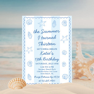 Invitation L'Été où j'ai eu treize ans Plage Treizième Annive