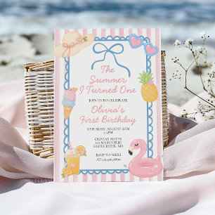 Invitation L'été où j'ai eu un an Plage côtière 1er anniversa