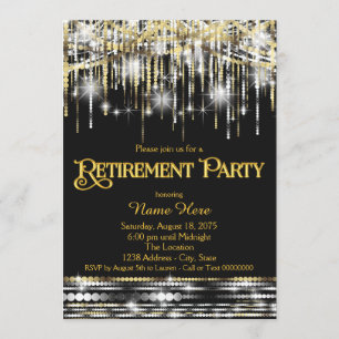 Invitation L'étincelle noire de parties scintillantes d'or