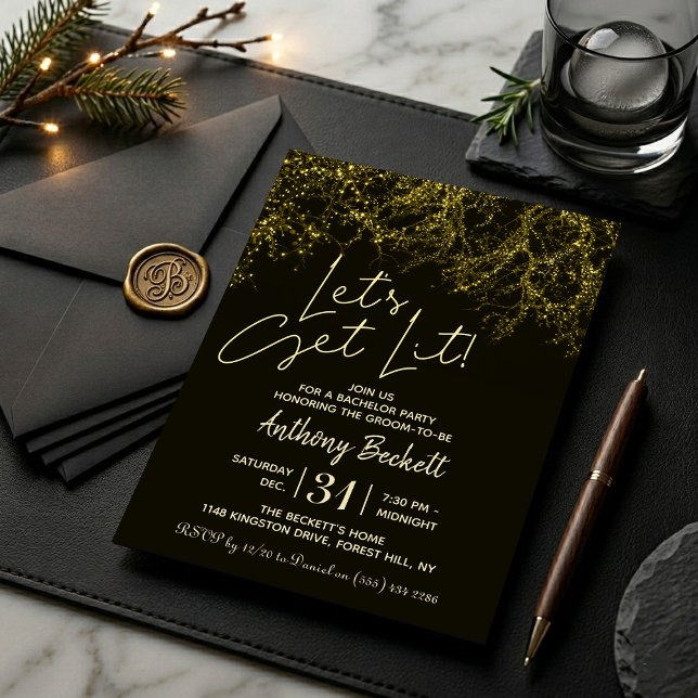 Invitation Let's Get Lit | Bachelor Party (Créateur téléchargé)