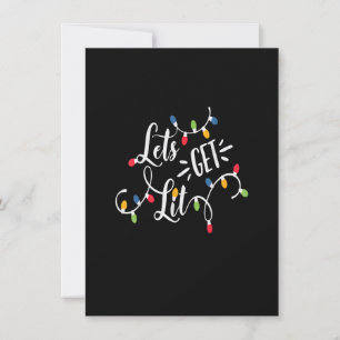 Invitation Let's Get Lit Funny Christmas Lights Xmas Maching