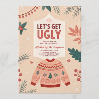 Invitation Let's Get Ugly Retro Christmas Ugly Sweater Party