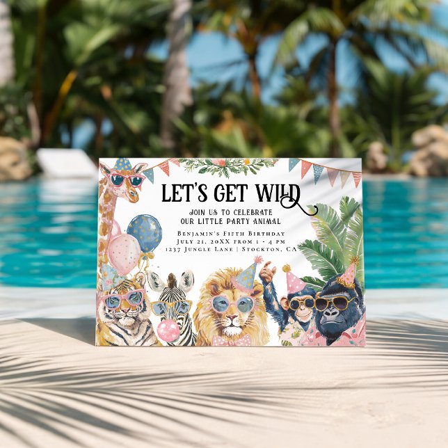 Invitation Let's Get Wild Jungle Animals Birthday (Créateur téléchargé)
