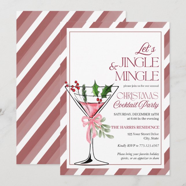 Invitation Let's Jingle and Mingle Holiday Party  (Devant / Derrière)