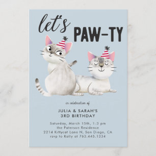 Invitation Lets Jumeaux Jumeaux Jumeaux Jumeaux Thème Chat An
