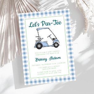 Invitation Let's Par Tee Golf Blue À damiers Boy Baby shower