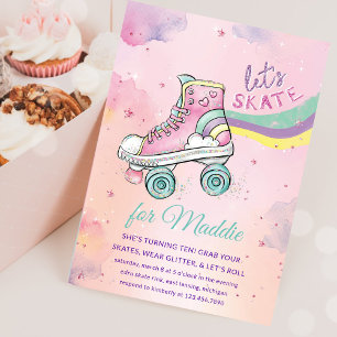 Invitation Lets Skate l Roller Skating party Fille Anniversai