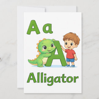Invitation Letter A Alphabet  Postcard – A is for Alligator