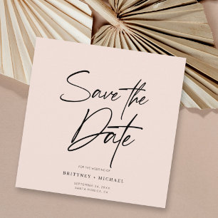 Invitation Lettré À La Main Enregistrer La Date Rosée