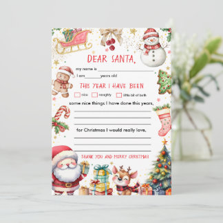 Invitation Lettre au Père Noël Noël
